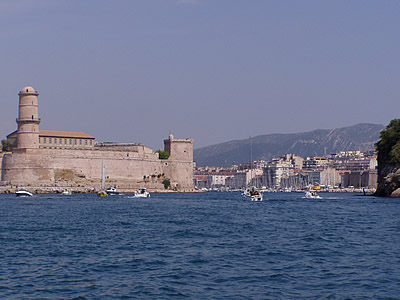 Forts dominating the entrance to the marina